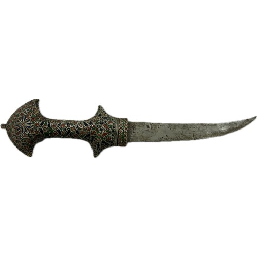 98E - White metal Jambiya dagger, all over enamel decoration