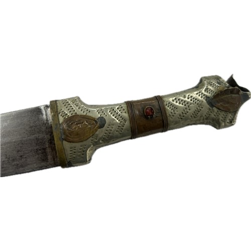 98C - Arab knife/dagger with white metal fittings overall length 28cm