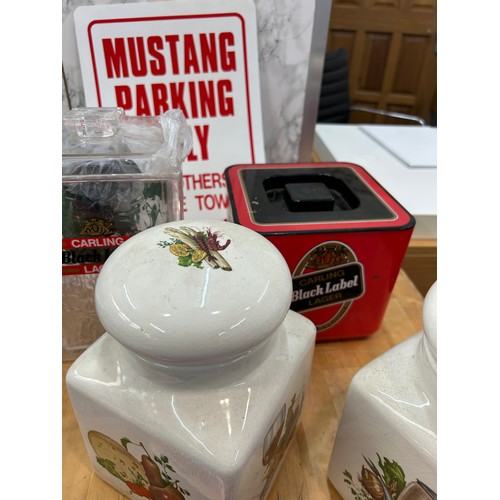 136 - Selection of advertising items to include pub memorabilia, signs, jars, etc
