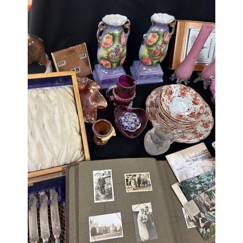 135 - Selection of miscellaneous to include a canteen of cutlery, animal ornaments, part tea services, vin... 