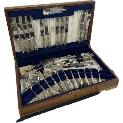 129 - Viners silver plated cutlery set, vintage cased carving set, set of cased Queen Elizabeth II silver ... 