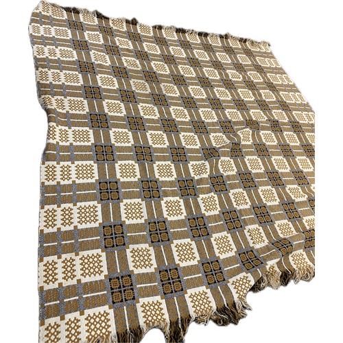 103 - Vintage welsh double sided tapestry blanket measures approximately 90 inches by 93 inches