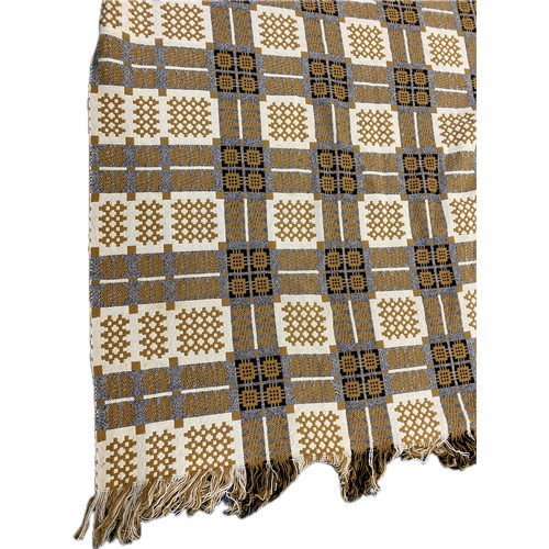 103 - Vintage welsh double sided tapestry blanket measures approximately 90 inches by 93 inches