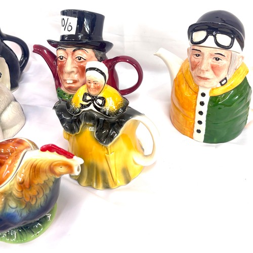 74 - Selection of 6 Tony Woods ceramic novelty teapots to include Mad Hatter, Jockey etc, all in good ove... 