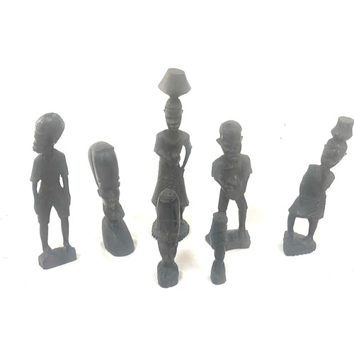 76 - Selection of carved wooden african figures