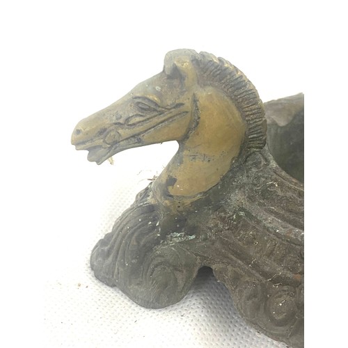 113 - Vintage cast iron ashtray with horse handle motif