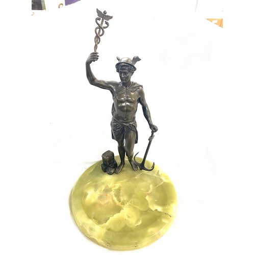 99A - Antique bronze sculpture of Hermes, messenger of the gods. Marble base. Height 39cm.