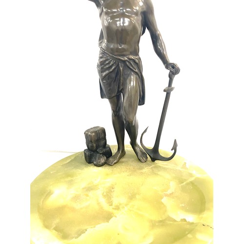 99A - Antique bronze sculpture of Hermes, messenger of the gods. Marble base. Height 39cm.