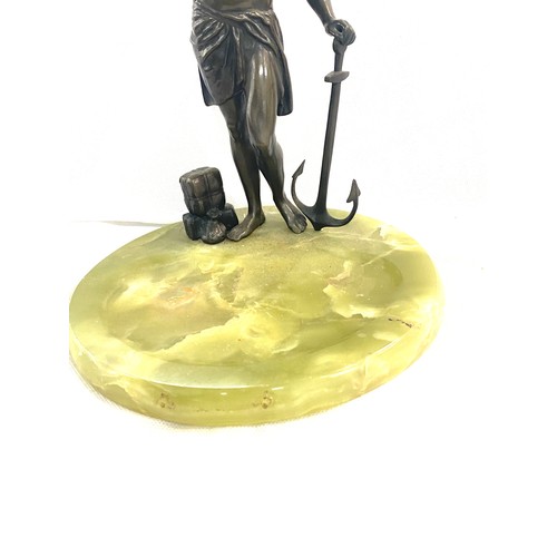 99A - Antique bronze sculpture of Hermes, messenger of the gods. Marble base. Height 39cm.