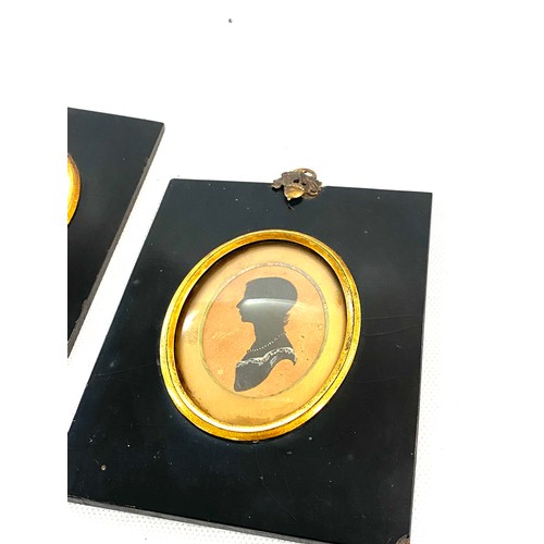 83 - 19th century antique silhouette portrait miniatures x 2. John & Anne Orbell.