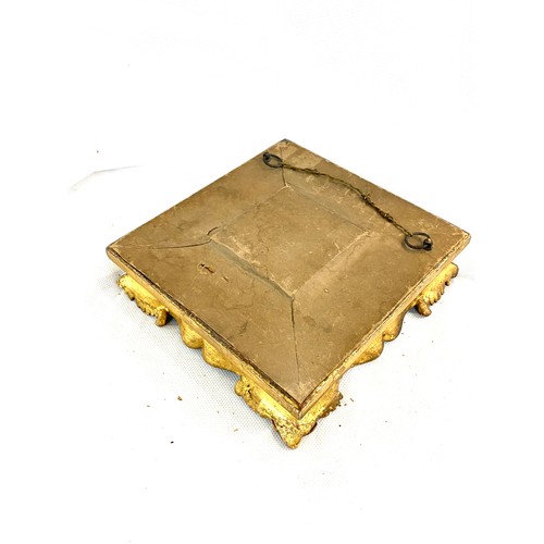 82 - Unusual & rare antique enamel portrait miniature in gilt mounted frame. Frame 20cm x 20cm.