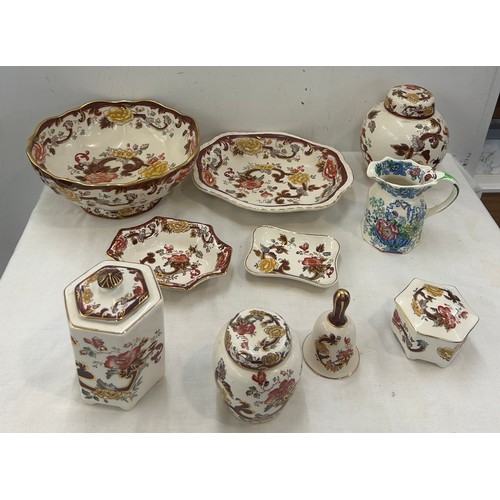 Selection of vintage Masons ware items to include ginger jar, large ...