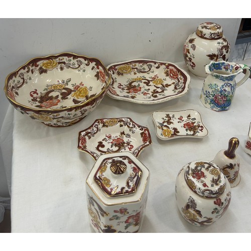 Selection of vintage Masons ware items to include ginger jar, large ...