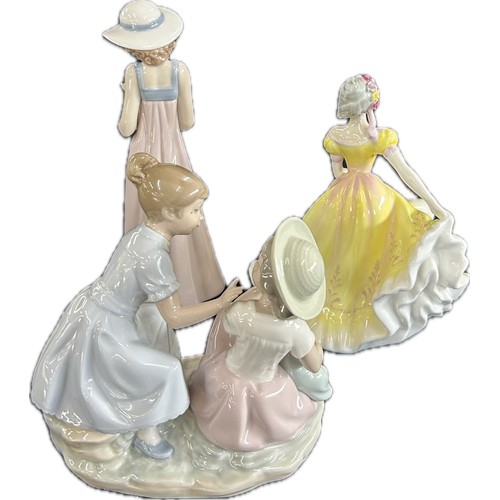102 - Three vintage porcelain figurines one Royal Doulton, two Nao, tallest measures approximately: 10 inc... 