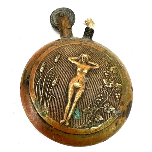 381 - ww1 trench art cigarette lighter with naked lady motif both sides