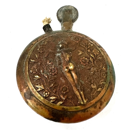 381 - ww1 trench art cigarette lighter with naked lady motif both sides