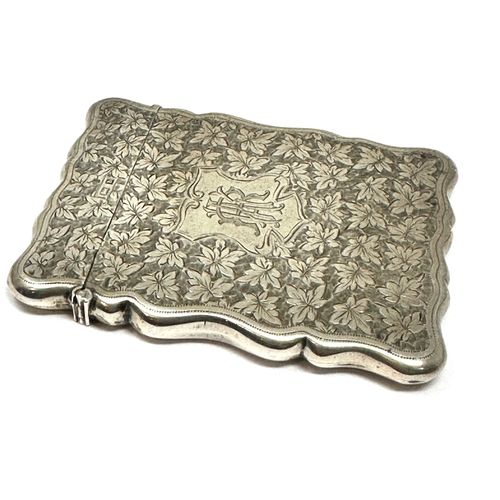 24 - Antique 1901 silver card case birmingham silver hallmarks weight 69g