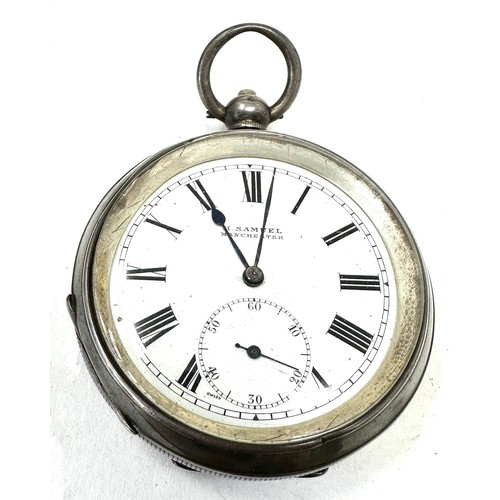 272 - Antique silver open face h.samuel manchester pocket watch  the watch is ticking seight 122g