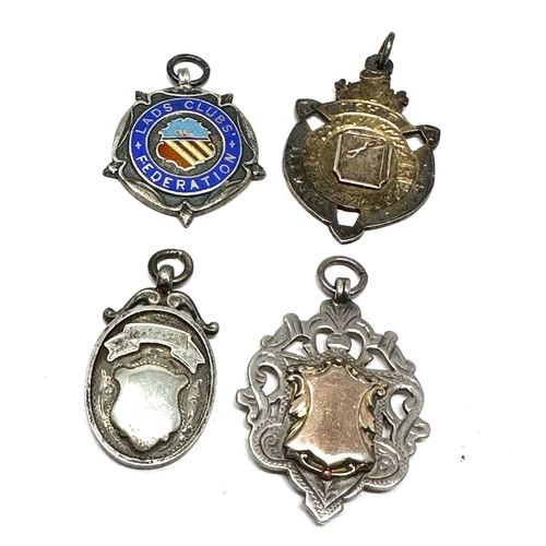 48 - 4 heavy vintage silver watch chain fobs weight 48g