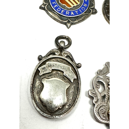 48 - 4 heavy vintage silver watch chain fobs weight 48g