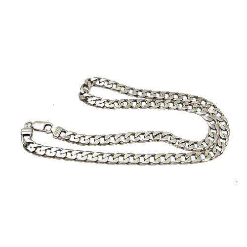 172 - Vintage Chunky long silver curb link necklace chain weight 48g measures approx 53cm