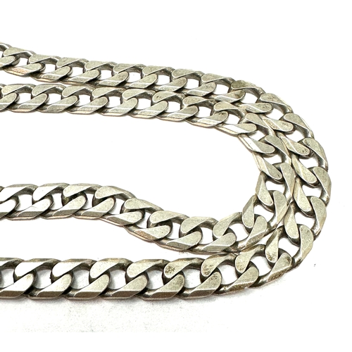 172 - Vintage Chunky long silver curb link necklace chain weight 48g measures approx 53cm