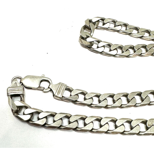 172 - Vintage Chunky long silver curb link necklace chain weight 48g measures approx 53cm