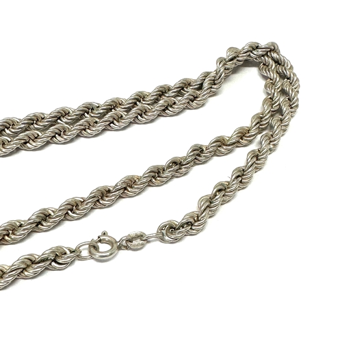 178 - vintage silver rope twist necklace chain weight 19g