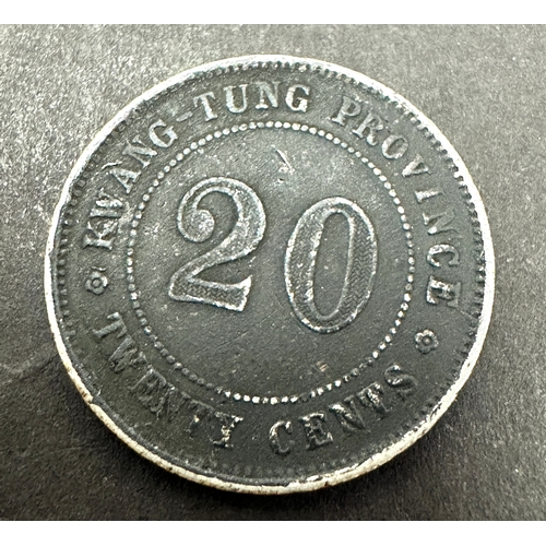 354 - Silver China Kwang-Tung Province 20 Cents dark toned