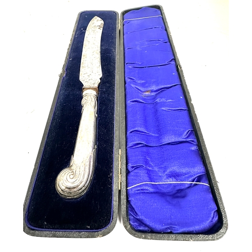 61 - Boxed large pistol grip silver handle carving knife by boodle & dunthorne