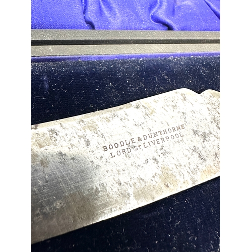 61 - Boxed large pistol grip silver handle carving knife by boodle & dunthorne