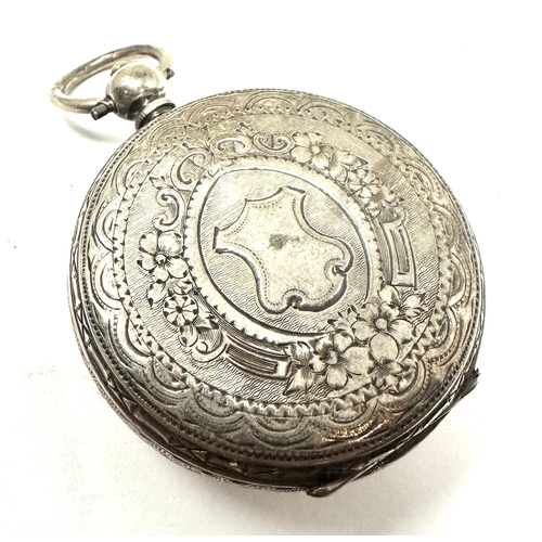 292 - Antique silver fob pocket watch the watch ticks