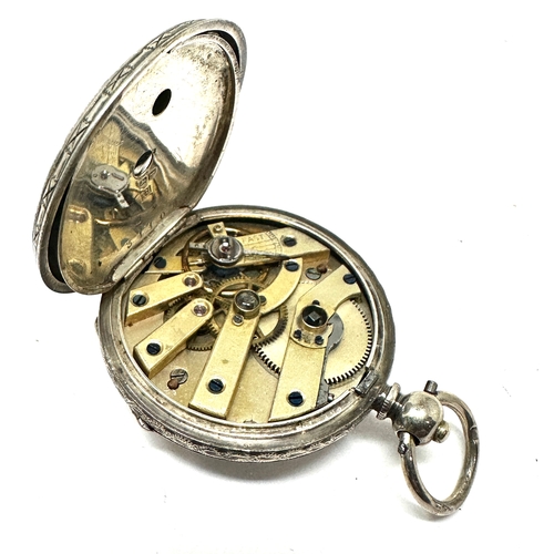 292 - Antique silver fob pocket watch the watch ticks