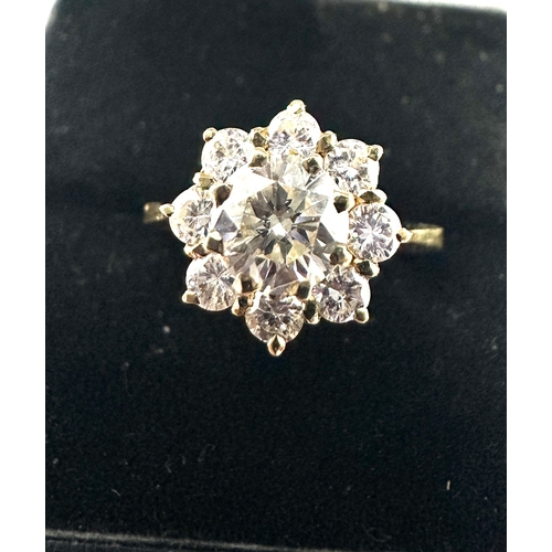 245 - 18ct gold diamond ring centre diamond measures approx 6mm with a halo og 2mm diamonds est 1ct diamon... 