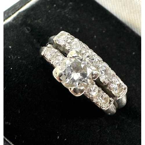 246 - Vintage platinum joined diamond rings set with approx 1ct diamonds largest diamond approx .50ct weig... 