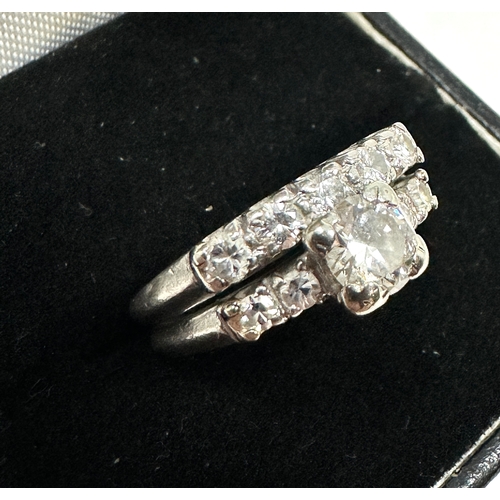246 - Vintage platinum joined diamond rings set with approx 1ct diamonds largest diamond approx .50ct weig... 