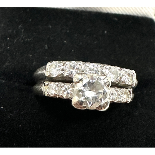 246 - Vintage platinum joined diamond rings set with approx 1ct diamonds largest diamond approx .50ct weig... 
