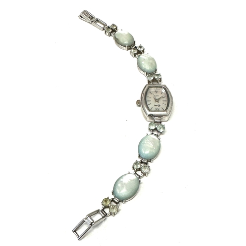 350 - GEMS TV 925 Sterling Silver Gem Stone Wrist watch Mother of Pearl Face quartz movement not ticking n... 