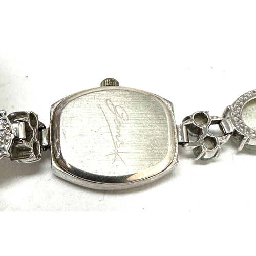 350 - GEMS TV 925 Sterling Silver Gem Stone Wrist watch Mother of Pearl Face quartz movement not ticking n... 