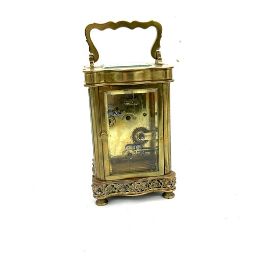 499 - Antique brass carriage clock possibly French, strikes with bell