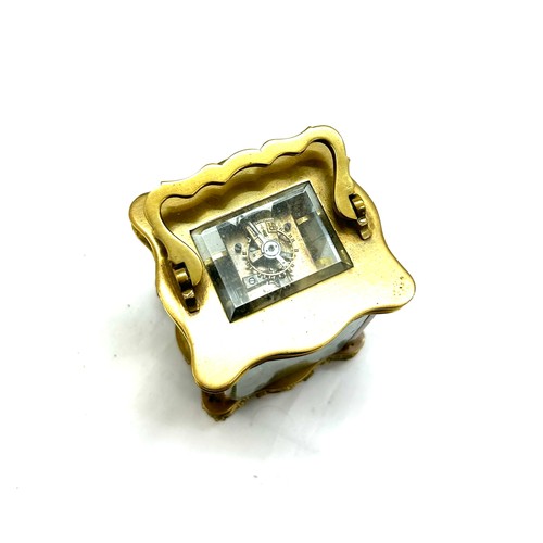 499 - Antique brass carriage clock possibly French, strikes with bell