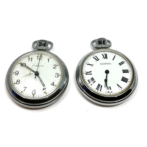 375 - 2 vintage ingersoll pocket watches both are ticking
