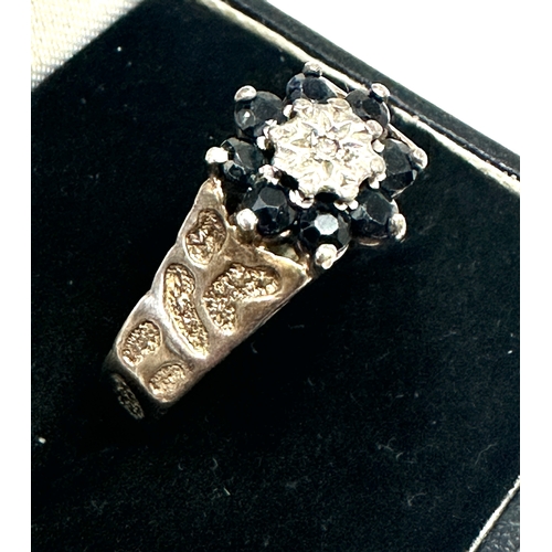 76 - Vintage silver sapphire & diaond set ring