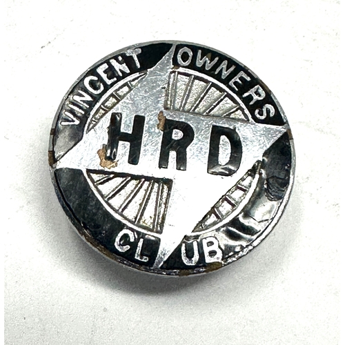 416 - Vintage Vincent Motorcycle Owners Club Lapel Badge HRD