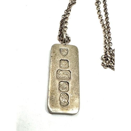 170 - Vintage silver ingot pendant necklace weight 22g