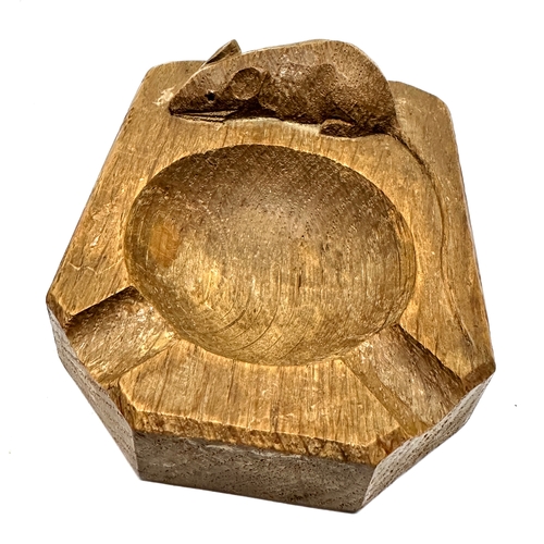 420 - Robert Thompson Mouseman Hand Carved Oak Ashtray c1930s/40’s