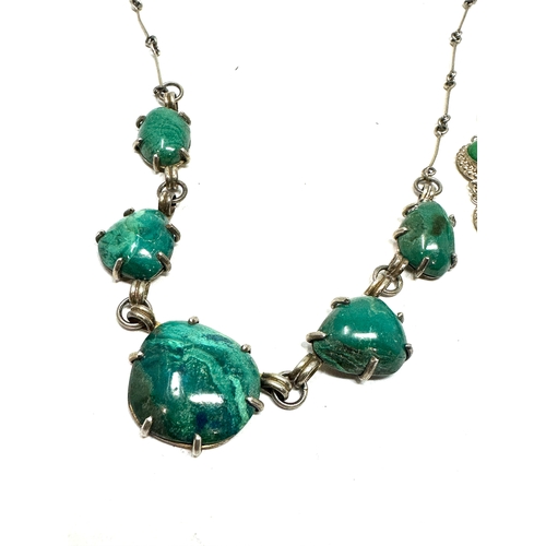 176 - 2 vintage silver stone set necklace & bracelet weight 42g