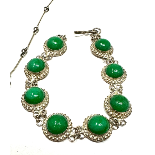 176 - 2 vintage silver stone set necklace & bracelet weight 42g