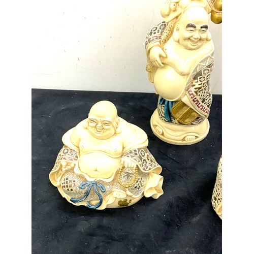 462 - 3 Resin Budda's markings to base, tallest measures 8 inches