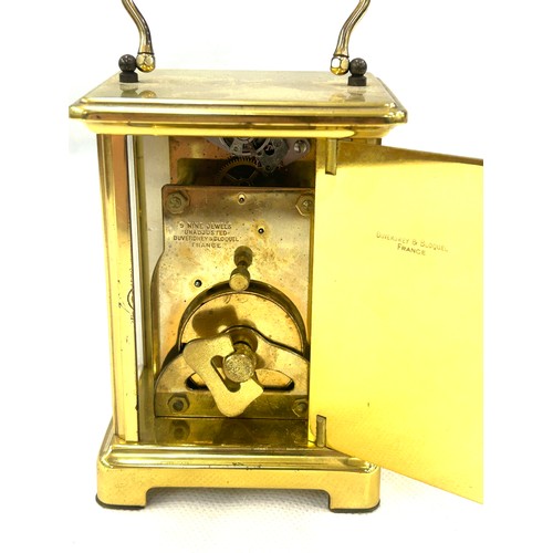 500 - 3 Brass carriage clocks consisting of Bayard brass carriage clock, 9 jewel, Duverdrey & Bloquel Fran... 